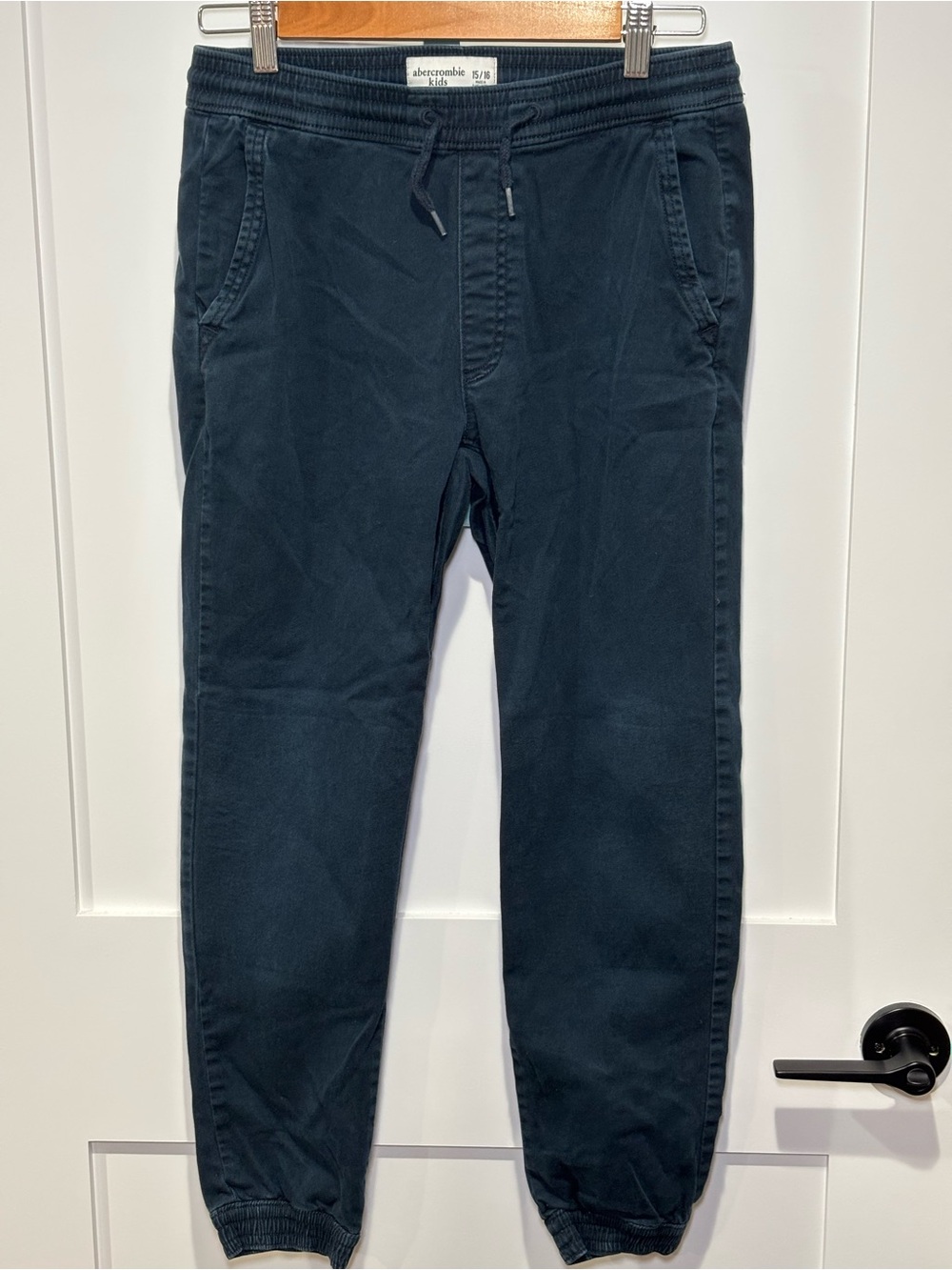 Abercrombie Kids Jogger Pants 15/16 Navy Blue Drawstring Cuffed